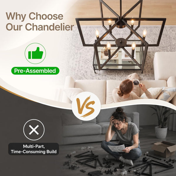 Black Chandelier for Dining Room, 6-Light Dining Room Light Fixture5