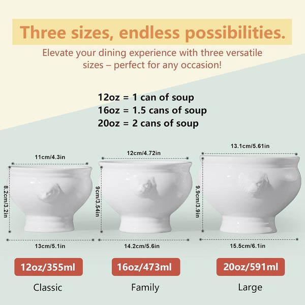 12 Oz Lion Head Ceramic Soup Bowls Set of 4, Porcelain Bowls9