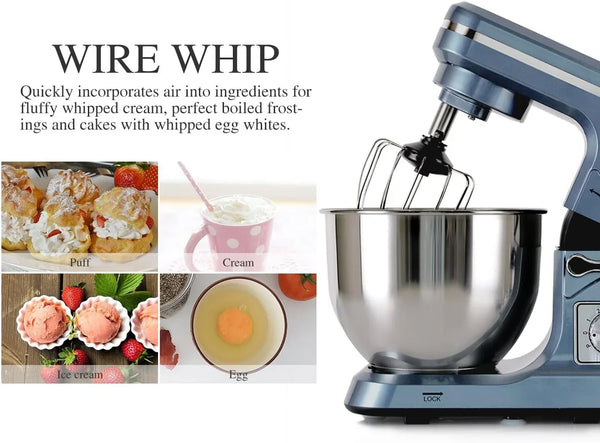 Stand Mixer,5.3-Qt & 500W & 6+P Speed MK36 Tilt-Head Kitchen Electric Food Mixers Home Baking Dough Machine with Accessories (Gray Blue)4