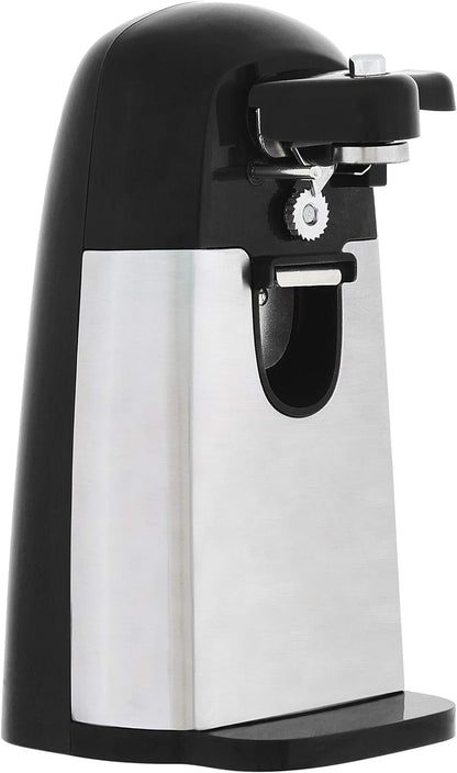 3-In-1 Electric Can Opener, Bottle Opener and Knife Sharpener with Stainless Steel Blade, Magnetic Lid Holder, Safe, Easy to Use, Powerful, Sleek Design, 50W, Black1