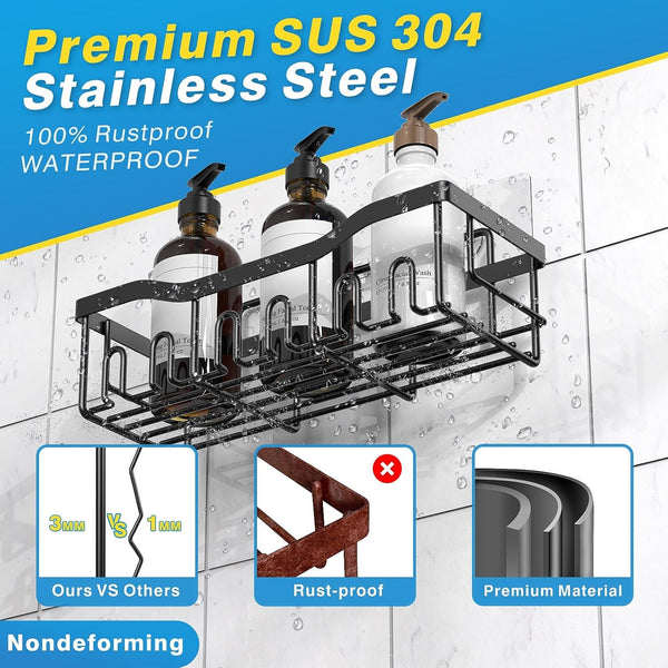 Shower Caddy 2 Pack,Adhesive Shower Organizer for Bathroom Storage&Home Decor&Kitchen Organizers and Storage,No Drilling,Large Capacity,Rustproof Stainless Steel Bathroom Organizer,Bathroom Decor Sets5
