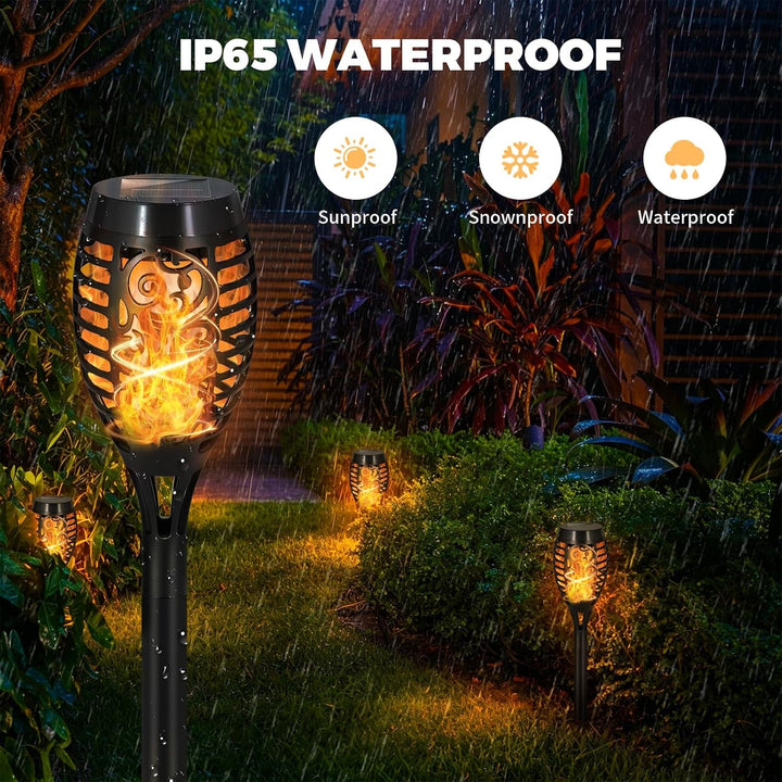 8 Pack Solar Pathway Lights Outdoor, Solar Torches Lights Halloween Decor+2