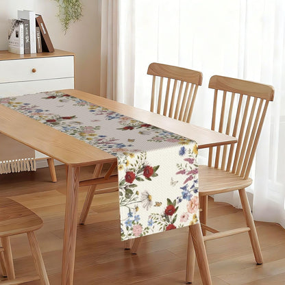 Table Runner 13X72 in Anti-Wrinkle Heatproof Plant Floral Butterfly6