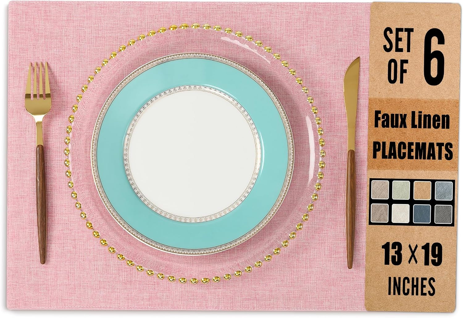 univocolors-set-of-6-faux-linen-placemats-heat-resistant-easy-to-clean-13x19for-dining-table-kitchen-holiday-meals-pink