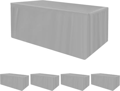 4-Pack 6Ft Silver Grey Rectangle Craft Shows Fitted Tablecloth1
