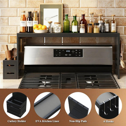 31 Inch Bamboo over the Stove Spice Rack, Stove Top Storage Shelf Black3