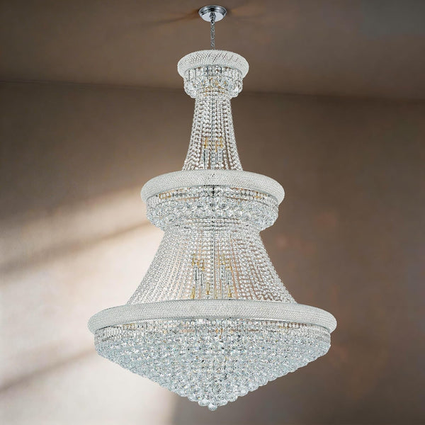 36-Lights High Ceiling Chandelier, 42'' W Modern Chrome Crystal Chandeliers Large Foyer Chandelier Fixtures for Staircase, Living Room, Hallway Entryway, Silver6