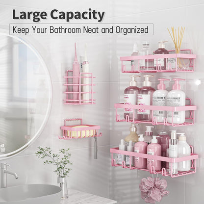 5 Pack Shower Caddy for inside Shower, Pink Bathroom Decor Set2