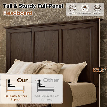 Solid Wood King Bed Frame, Traditional Wooden Platform Bed3