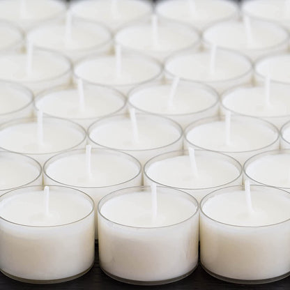 Bulk 96 Pack Unscented Smokeless Long Burning Clear Cup Tea Light Candles with 8 Hour Extended Burn Time, White7