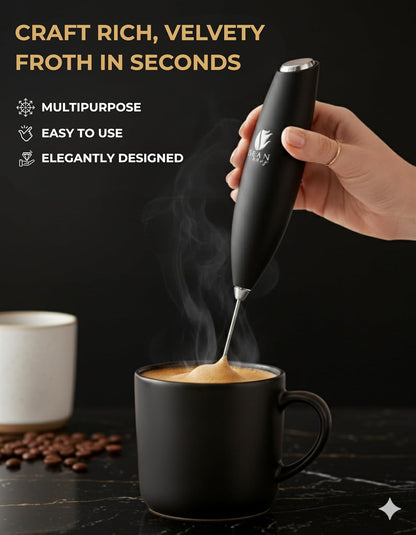 Milk Frother Handheld - Coffee Mixer Wand with Stand - Black | Battery Operated, Stainless Steel Whisk, 19000 RPM, Protein Powder Blender, Electric Stirrer, Mini Foamer2