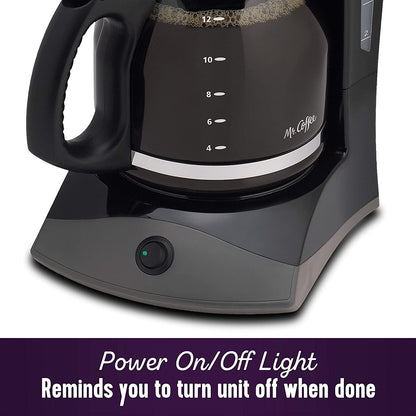 Mr. Coffee Black Coffee Maker, 12 Cups, with Auto Pause and Glass Carafe, Perfect for Home and Office Use5