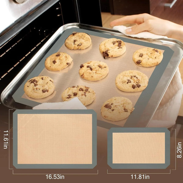 Silicone Baking Mat, Nonstick and Reusable, 3 Pack | Easy Cleanup, Half- and Quarter-Sheet Sizes for Cookies, Bread, Pastries, Roasted Vegetables, Gray2