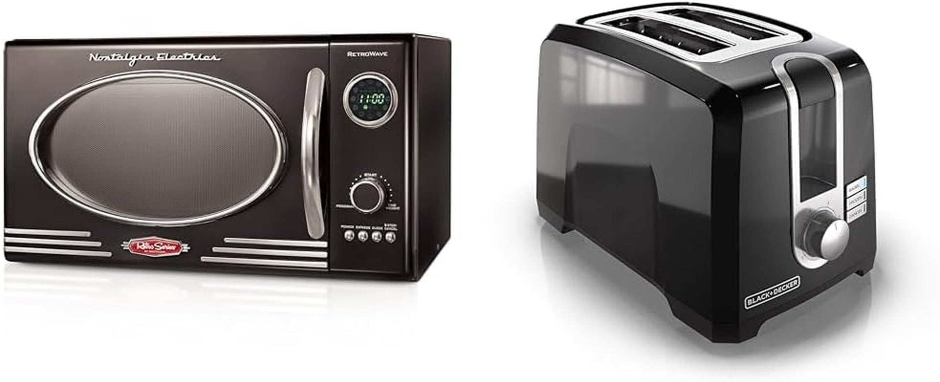 retro-countertop-microwave-oven-large-800-watt-0-9-cu-ft-black-decker-2-slice-toaster-t2569b-extra-wide-slots-6-shade-settings-850-watts-crub-tray