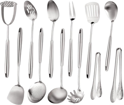 Stainless Steel Kitchen Utensils Set 18 10 Stainless Steel Cooking Utensils Set - 12 PCS Large Metal Cooking Utensil Tools Set1