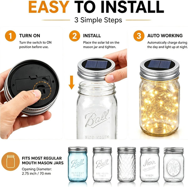 Solar Mason Jar Lid Lights Outdoor 12 Pack, Multicolor Garden Fairy Lights7