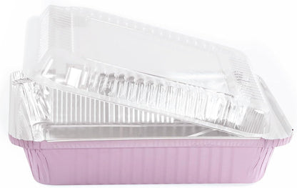 (40 Pack) 8X8 Square Aluminum Baking Cake Pans with Clear Lids - Pink Foil Pans with Lids - Disposable Food Containers Great for Cooking, Heating, Storing, Prepping Food9