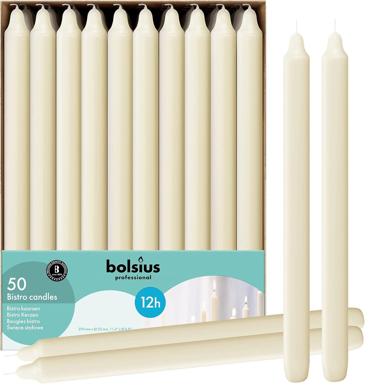 ivory-candlesticks-bulk-pack-50-count-unscented-dripless-11-5-inch-household-dinner-candle-set-12-hours-premium-european-quality-consistent-smokeless-flame-100-cotton-wick