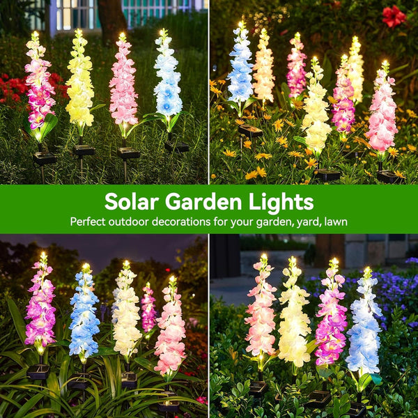 Solar Lights Outdoor Garden Decor, 4 Pack Upgraded Delphinium Solar Garden Lights with 36 Leds, Vivid Flowers Outdoor Waterproof for Landscape Patio Yard Decor7