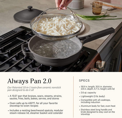 Our Place Cookware Duo, 7-Piece Ceramic Nonstick Cookware Set with Strainer | Non-Toxic Ceramic Cookware Set with 10.5-Inch Always Pan, 5.5 Qt Perfect Pot & Strainer; Induction & Oven Safe to 450°F4
