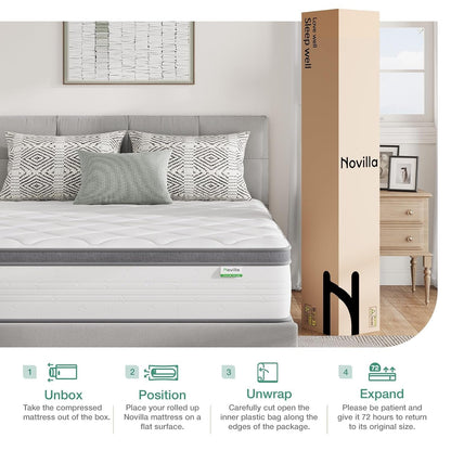 Queen Mattress, 12 Inch Hybrid Mattress Queen Combine Innerspring and Comfort Foam Layer, Pressure Relief & Motion Isolation, Medium Firm Feel6