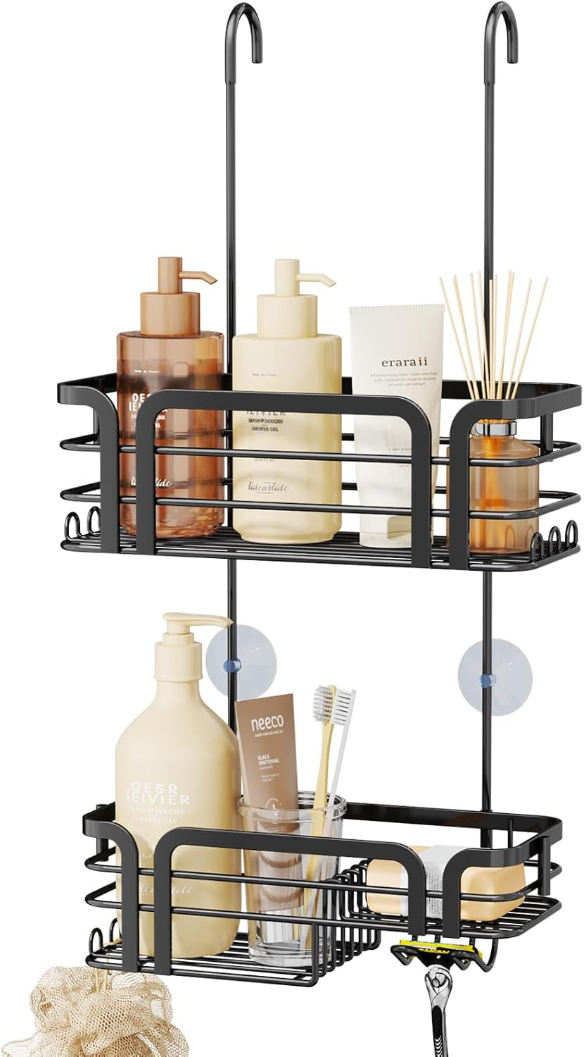 shower-caddy-hanging-organizer-over-the-door-shower-caddy-with-soap-holder-11-hooks-2-installation-ways-stainless-steel-rustproof-bathroom-organizer-black