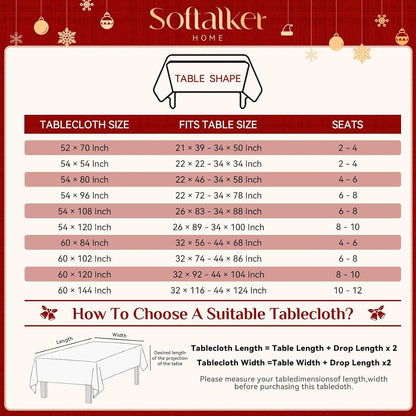 Christmas Checkered Tablecloth Rectangle, Red, 54 X 80 Inch7