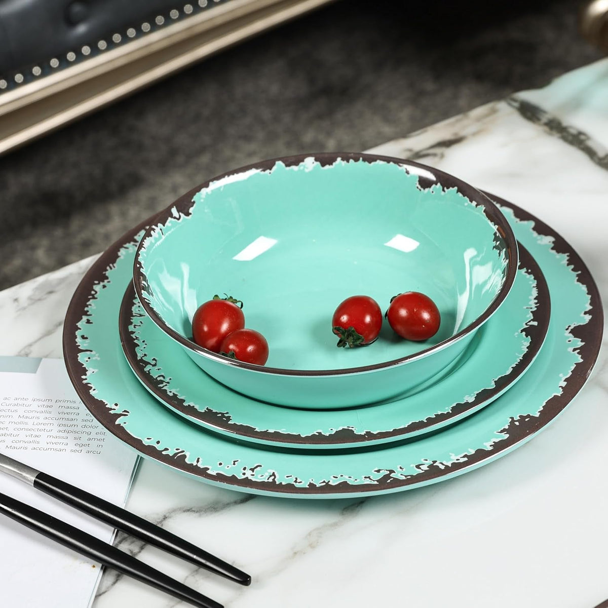 rustic-melamine-dinnerware-set-12pcs-plates-and-bowls-sets-green