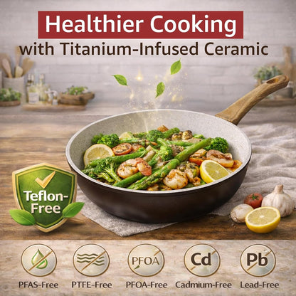 24Pcs Pots and Pans Set Non Stick,Ceramic Cookware Set with Titanium-Reinforced Nonstick Coating,Long-Lasting,Pfas-Free,Induction Compatible,Full Kitchen Set with 3 Stock Pots for Family Cooking,Black6