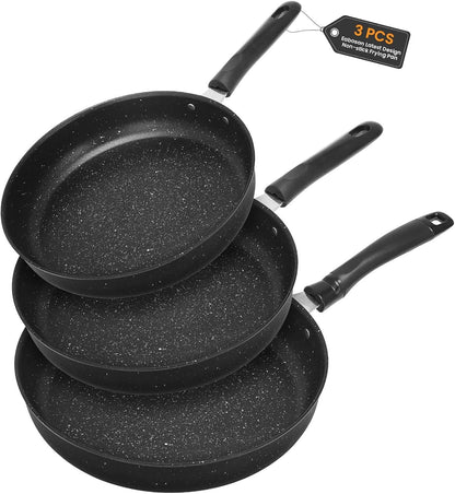 Nonstick Frying Pan Skillet 3 Piece Set, Stone Coating Cookware, 9, 10 & 11 Inches Egg Omelette Pan with Heat-Resistant Handle, PFOA Free,Induction Compatible1