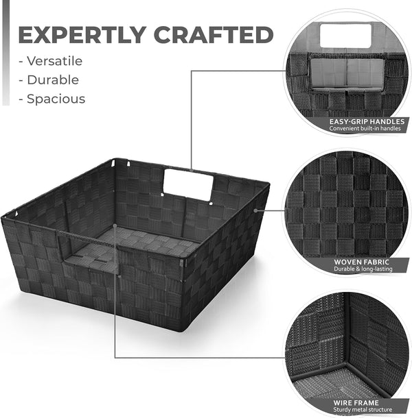 Baskets for Organizing, Woven Storage Set (Set of 3, Black)2
