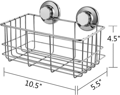 Suction Cup Shower Caddy Bath Wall Shelf, Deep Bathroom Basket Large Shower Caddy Bath Organizer Kitchen Storage Basket for Gel Holder Bathroom Storage Shampoo, Conditioner -Stainless Steel4