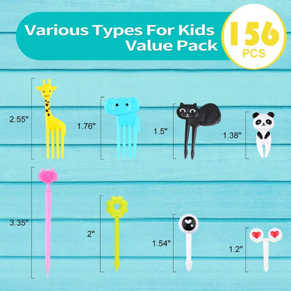 156PCS Animal Food Picks for Kids, Fun Bento Lunch Box Accessories | Cute Cartoon Kids Food Picks, Mini Fruit Forks, Reusable Lunchbox Toothpicks, Toddlers, Boys & Girls, Bento Lunch Decorations6