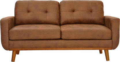 65" Loveseat Sofa,Mid Century Modern Love Seat Couches for Living Room,Button Tufted Upholstered Small Couch with Solid Wood Legs for Bedroom,Apartment,Office,Fabric,Light Brown8
