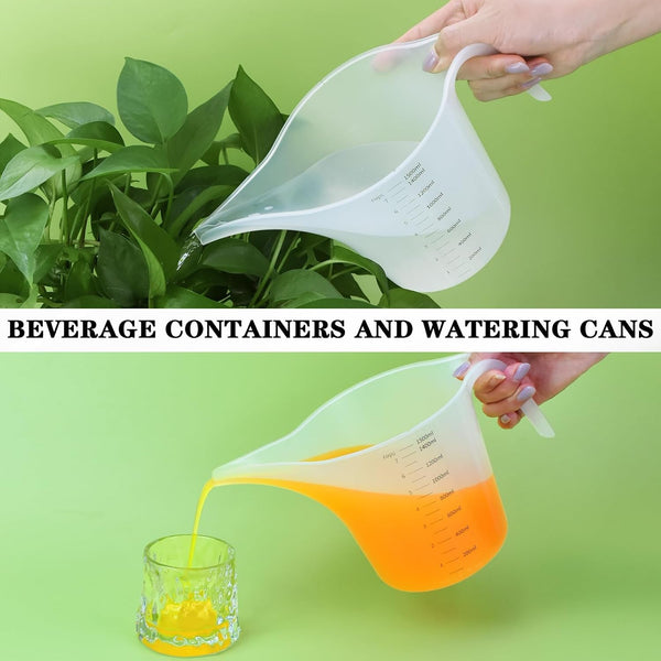 4 Pack 1500Ml/50Oz Long Spout Funnel Pitcher with Stirring Rods – Measuring Cups for Resin, Paint, Epoxy, Crafts, Soap Making, Durable and Easy to Pour, Great for Mixing, Measuring, Transfer Tasks8