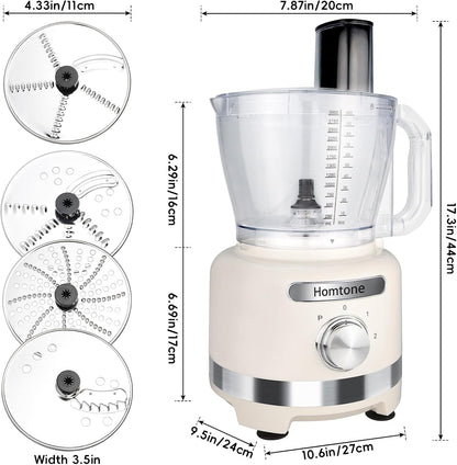 16 Cups Food Processor, Large Food Chopper with French Fry Cutter, 9 Functions 7 Blades for Shredding, Slicing, Doughing for Home Use, 3 Speeds, 600W (Beige, 16 Cup)5