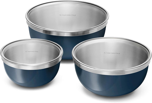 Caraway 6-Piece Stainless Steel Mixing Bowl Set with Glass Lids1