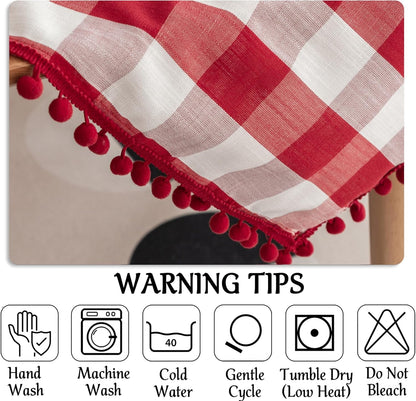 Square Buffalo Plaid Tablecloth Red White 60" Wx84 L with Tassel5