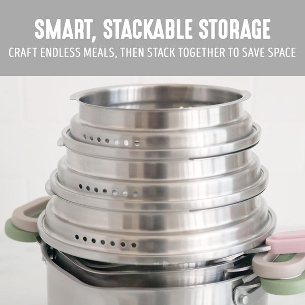 BK Twisting by  Stainless Steel 6 Piece Locking Lid Cookware Set, Built in Strainer, Induction Pots & Pans, Drip-Free Pour Spouts, Silicone Handles, Saucepan, Stock Pot, Dishwasher Safe3