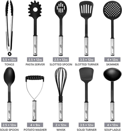 Kitchen Utensils Set, 10 Nylon Stainless Steel Cooking Utensils, Non Stick and Heat Resistant Cookware Set New Chef'S Gadget Tools Collection5