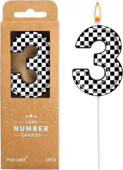2.76 Inch Number 3 Racing Birthday Candles, Cool Racing Themed Number Candles, Cake Number Candles, Party Celebration, Style Candle1