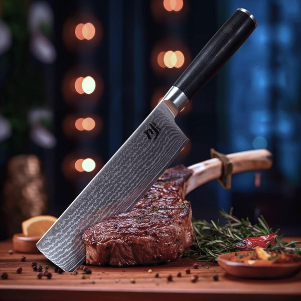 Nakiri Knife VG-10 Damascus Steel 67-Layer Japanese Vegetable Cleaver, Ultra Sharp 602 HRC Kitchen Knife with Black Pakka Wood Handle, Professional Chef Knife for Vegetables & Food Prep2