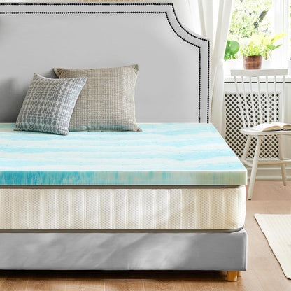 Memory Foam Mattress Topper, Full Size, 3 Inch Cooling Pad | Cooling Gel Infused, Ventilated, Breathable Toppers Pad, RV, Camper, Sofa Bed Use, Blue3