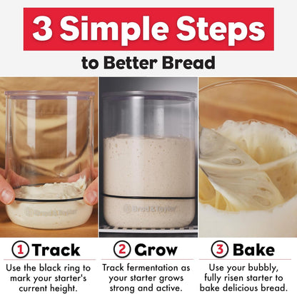 Sourdough Starter Jar (32Oz) 100% Dishwasher Safe, Measurement Markings, Height Marker & Loose-Fitting Lid That Prevents Pressure Buildup (Durable Glass Jar, Bpa-Free)4