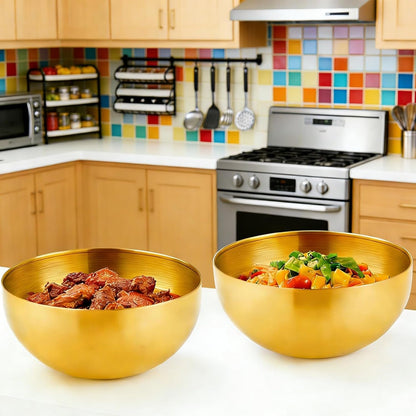 10 Pcs Gold Bowls, Stainless Steel Mixing Serving Bowl, 5.9 Inch5