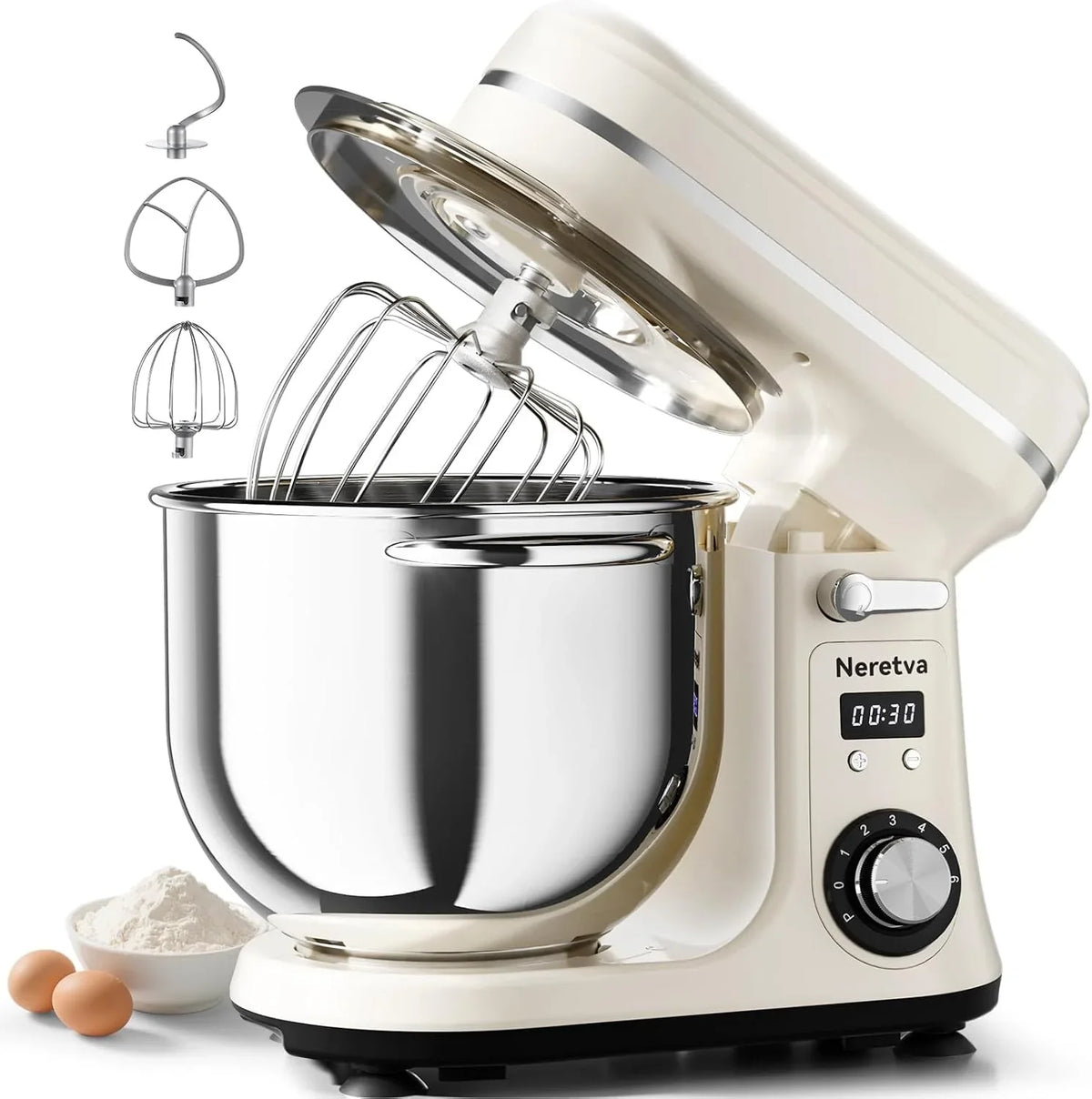 super-stable-stand-mixer-with-low-noise-operation-6-34-qt-capacity-powerful-dc-motor-household-stand-mixer-easy-clean-package-including-stainless-steel-bowl-whisk-flat-beater-dough-hook