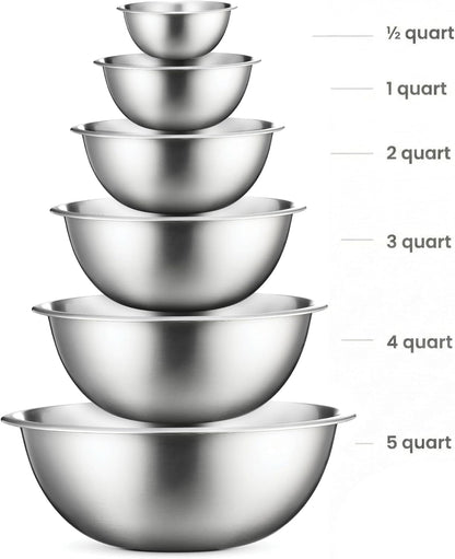 Stainless Steel Mixing Bowls Set, 6-Piece Metal Bowls2