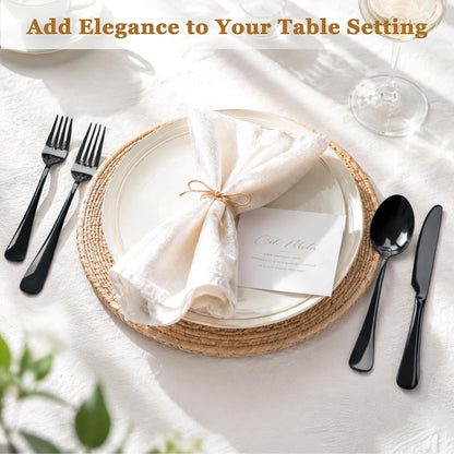 24-Piece Black Silverware Set with Steak Knives Flatware Set for 4 Food-Grade Stainless Steel Cutlery Set Mirror Polished Utensils Set Include Spoons and Forks for Home Kitchen Restaurant6