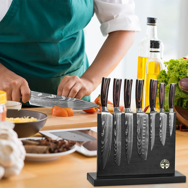 7-Piece Kitchen Knife Set with Magnetic Block - High Carbon Stainless Steel, Hand-Forged, Dishwasher Safe - Professional Knives Set with Block, Versatile Knife Sets for Kitchen8