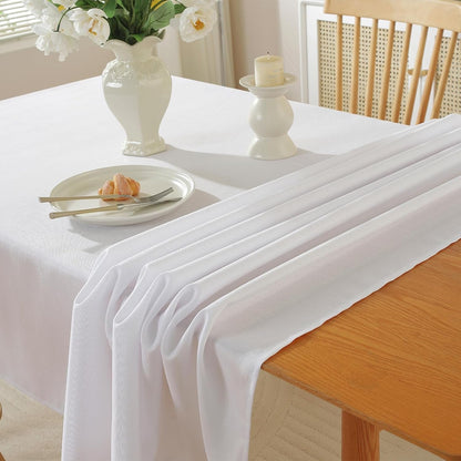 Linen Textured Tablecloth Rectangle Waterproof Spillproof Fabric Table Cloth, Decorative Wrinkle Free Wipeable Polyester Table Cover for Dining Party Wedding, 39 X 55 Inch, White5